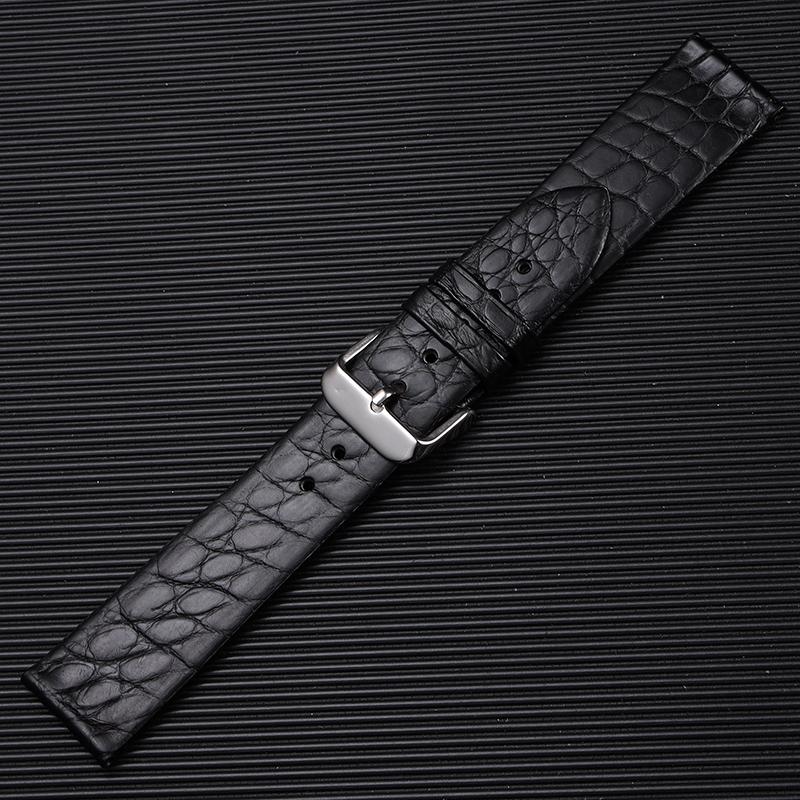 Handmade American Alligator Strap, 19 20 21 22MM Black Soft Genuine Leather Watchband Vintage Men's Bracelet Premium Leather