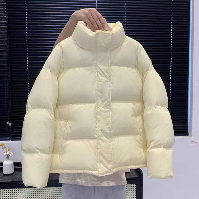 95 weiße Entendaunen hochwertige kurze Daunenjacke Damen 2024 Winter verdickte Taschenabdeckung Stehkragen lässig warme Brotjacke