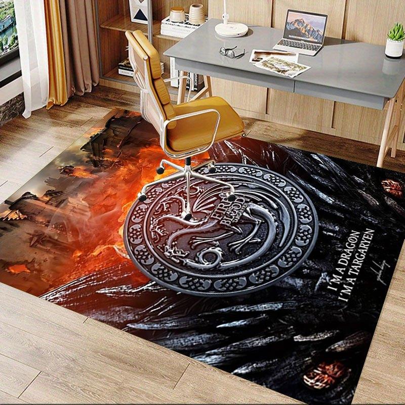 1pc Fire and Blood Office Carpet Chair Mats, Home Decor Mat | Fantasy Theme Mat | Durable Mat, Dragon DecorB07