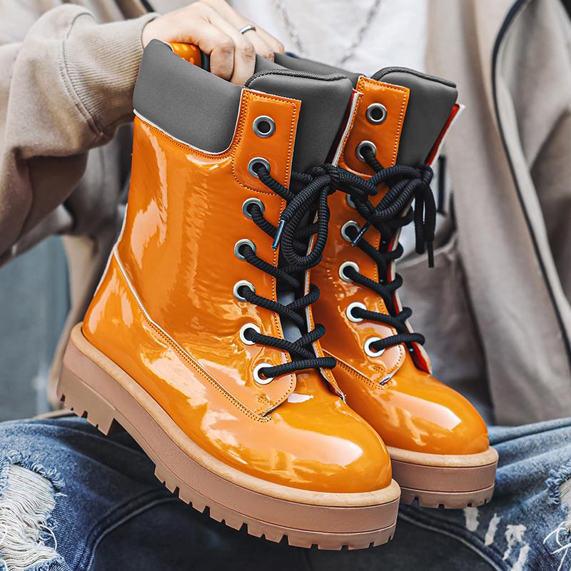 

Fashion High Top Boots for Men Outdoor platform Mens Boots High Quality Lace-Up Casual Boots Lightweight Waterproof Ankle Boots 39 жовтий