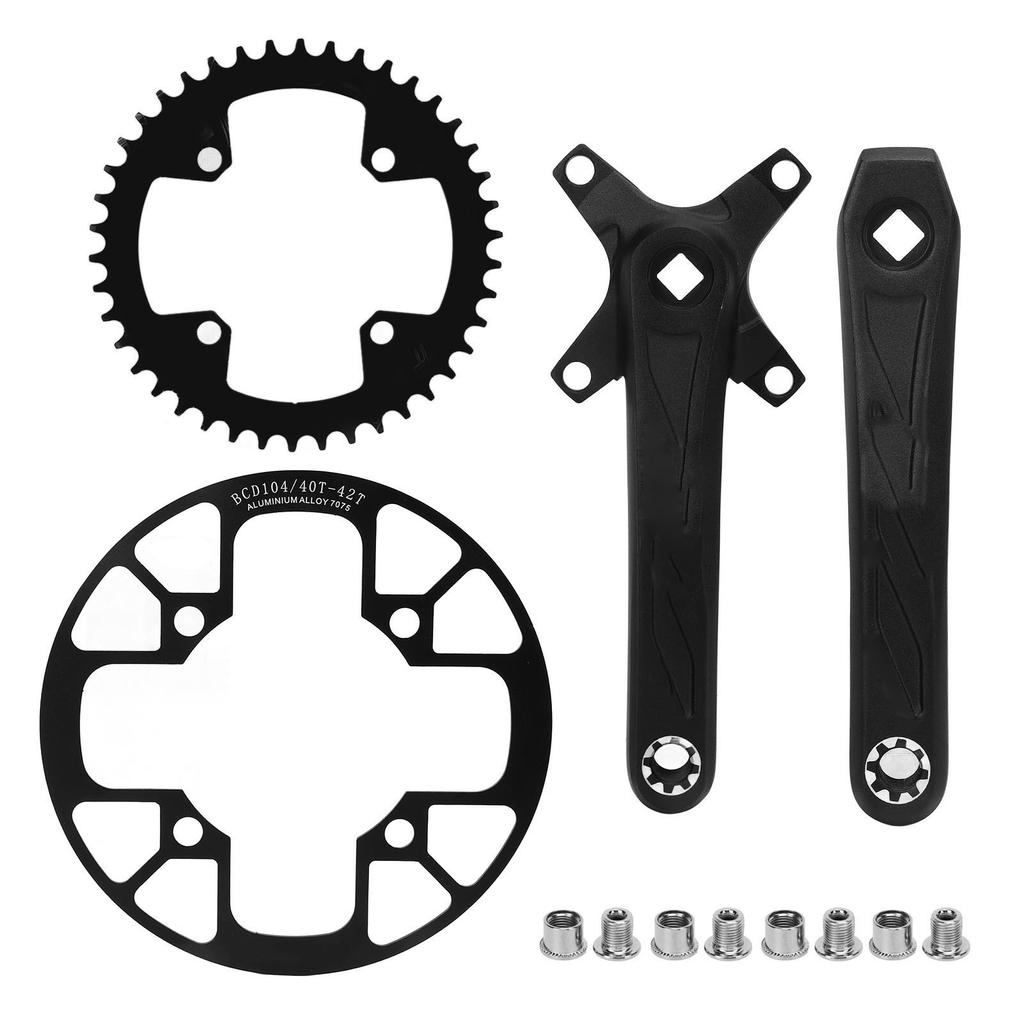 170mm Bike Crank Arm Set 104BCD with 42T Narrow Wide Chainring 40‑42T Guard Disc for Road Mountain Bike