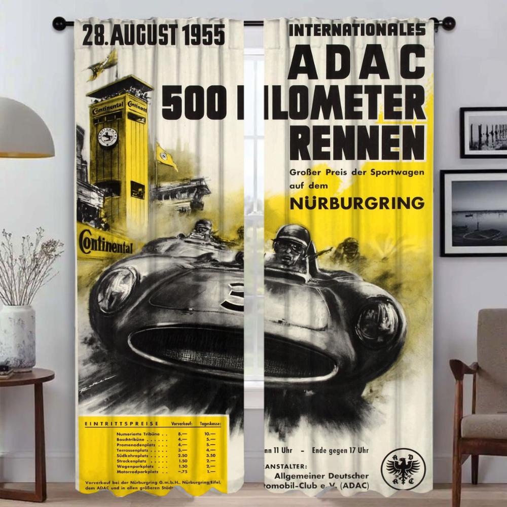 

Vintage Car Races Anti-mosquito Curtains 2 Pieces Shades Window Curtain for Room 2 Panel Halloween Decoration Tulle for Bedroom W50xH70cmx2pcs-CL