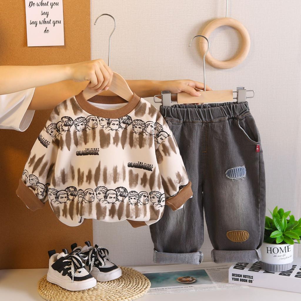 Kids Casual Long-Sleeve Set, Comfortable Daily Wear Outfits