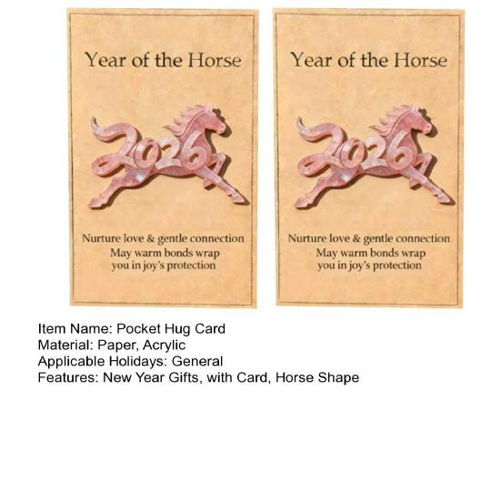 1/2Pcs 2026 Horse Pocket Hug with Card Bring Good Luck Wealth Year of The Horse Pocket Token Decoration Happy New Year Gifts