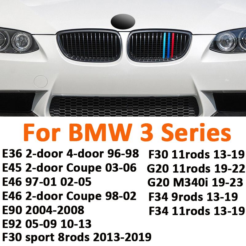 3PCS ABS M Style Car Racing Grills Clips Trim Strips  For BMW 3 Series E36 E45 E46 E90 E92 F30 G20 F34 Exterior Accessories