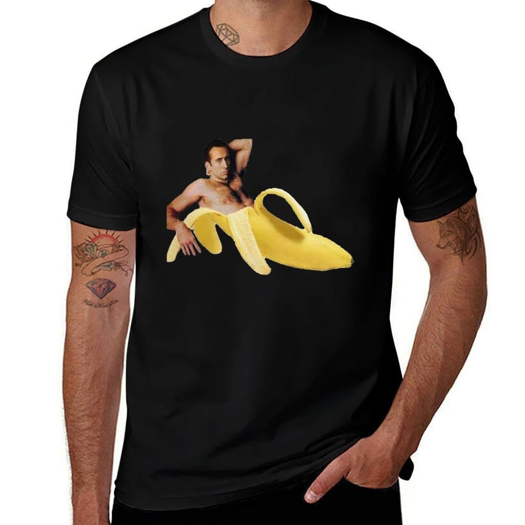 Nicholas Cage Banana T-Shirt Casual Light Short Sleeve Top