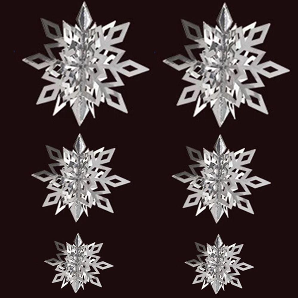 6Pcs/Set DIY Christmas 3D Paper Snowflake Pendant Three-dimensional Christmas Decorations  Gifts