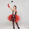 Girls Queen of Hearts Costume Kids Halloween Dress Up Fancy Tutu Dress with Crown Classic Wonderland Red Queen Gown Clothes