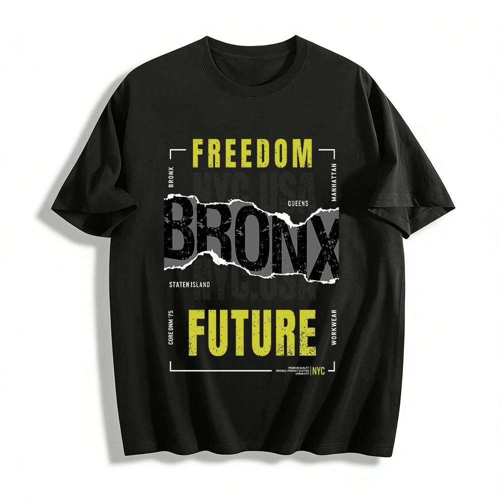 Bronx NYC USA Graphic Tee Freedom Future Streetwear Casual Top Pure cotton T-shirt XXS