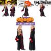 Spooky Halloween Witch Costume For Kids Black Polyester Scary Girl Party Outfit