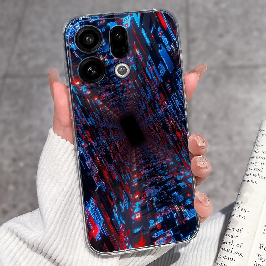 For Oppo Find X9 X8 X7 X5 Pro X2 Lite Reno8 Pro Pro+ Phone Case Black Cat Wine Glass Patterns Transparent TPU Protection Covers For Oppo Bumper Casing
