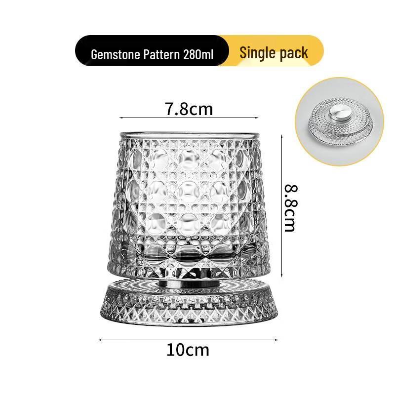 JINGRX Creative Crystal Rotating Whiskey Glass