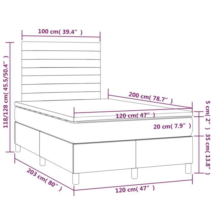 3143076 vidaXL Lit à sommier tapissier et matelas Vert foncé 120x200cm Velours