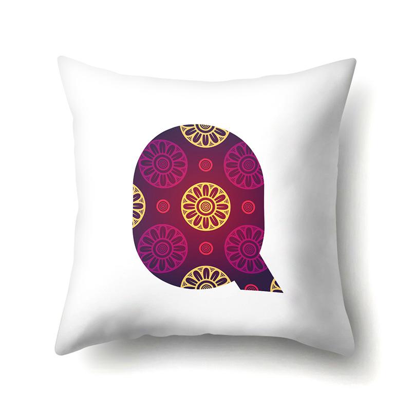 Polyester Pillowcase Home Geometric Striped Print Pillowcase 26 English Letter Cushion Cover