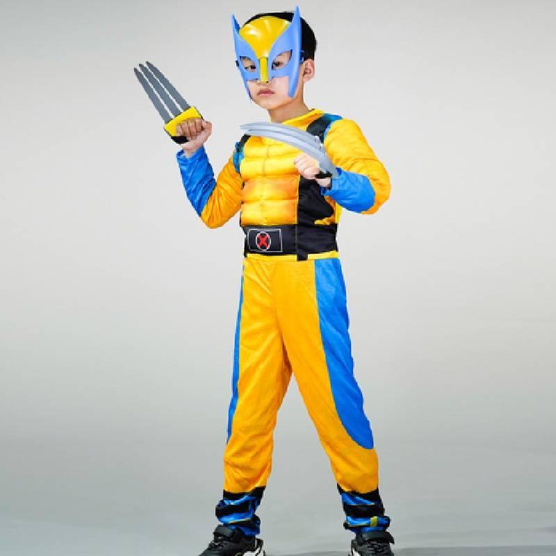 Comfortable Cotton Wolverine Costume Full Bodysuit For Halloween And Children's Day Celebrations