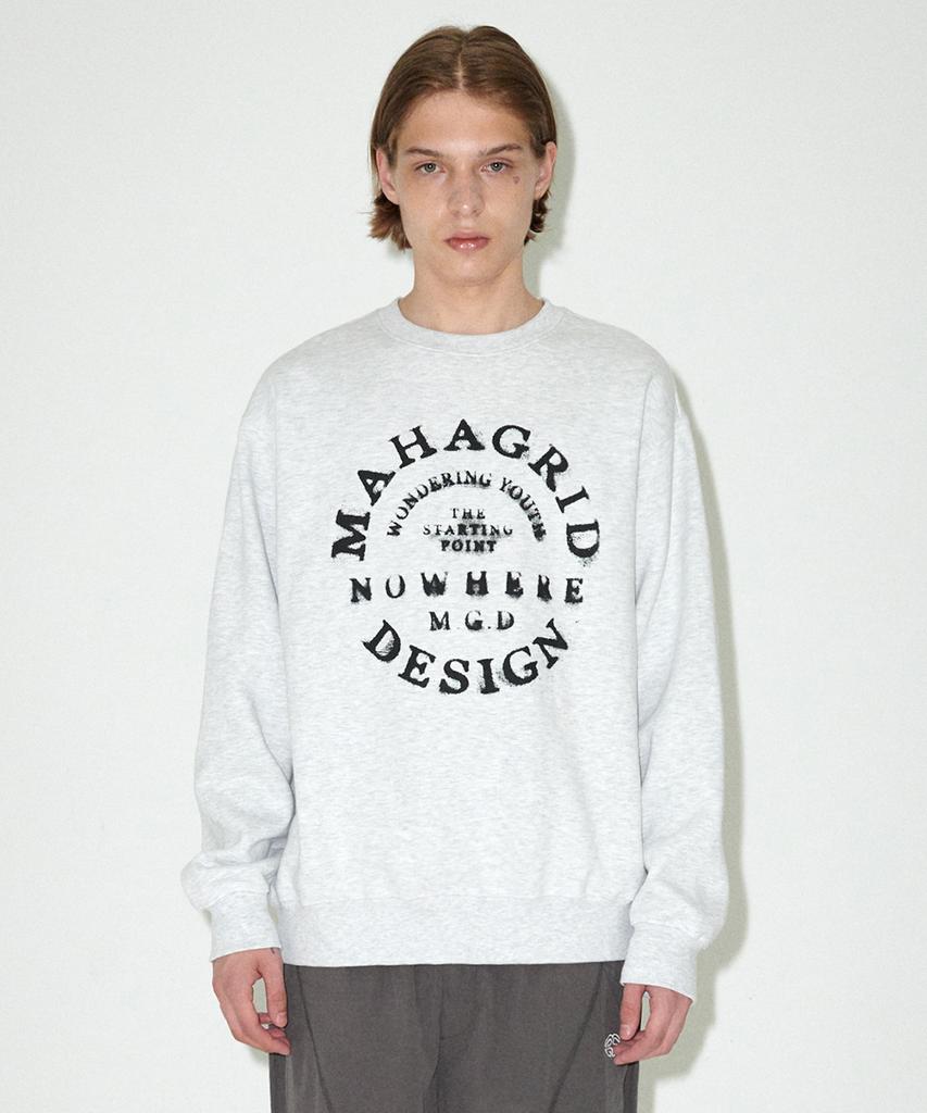 MAHAGRID Circle Grunge Sweatshirt Light Gray(Mg2Efmm460A)