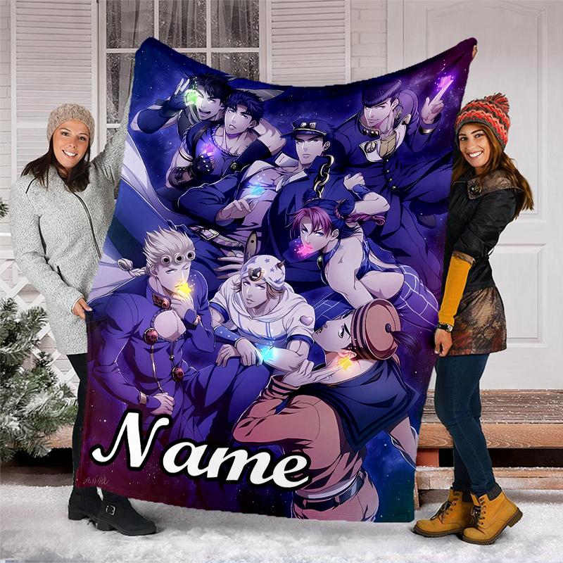 Personalized Custom Name Blanket - JoJo's Bizarre Adventure Print Design,Blanket for Sofa,Bed,Travel,Camping - Soft and Warm, Great Gift