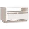 Vidaxl Szafka Pod Telewizor, Biała, 60X35X37 Cm, Lite Drewno Sosnowe
