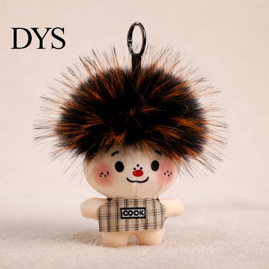 Animal Plush Keychain Funny Cute Bag Charms with Pom Sweet-cool Accessory Hair Soft Stuffed Keyrings for Handbag Backpack Purse Colorful