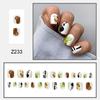 24 Stück Aufdrücknägel, einfache Cartoon-Textur, französische Maniküre, kurz, quadratisch, mattiert, Tier, flacher Kopf, Nagelmode-Stil