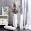 Nordic Minimalist Ceramic White Floor Vase for Dried Flowers and Lucky Bamboo, Living Room Decor