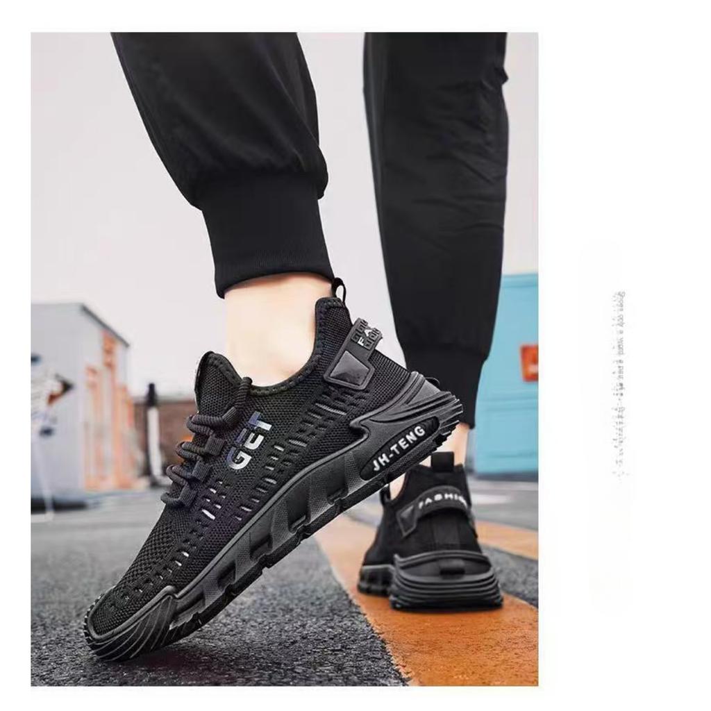 Men's Summer New Mesh Breathable Men's Casual Shoes Trend Versatile Hollow Single Shoes Solid Color One Foot Shoes