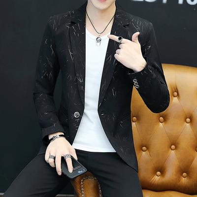 Yeni Butik Moda Baskı Erkekler Rahat İş Blazer Damgalama Şerit Erkek Ince Takım Elbise Ceket Erkek Ceket