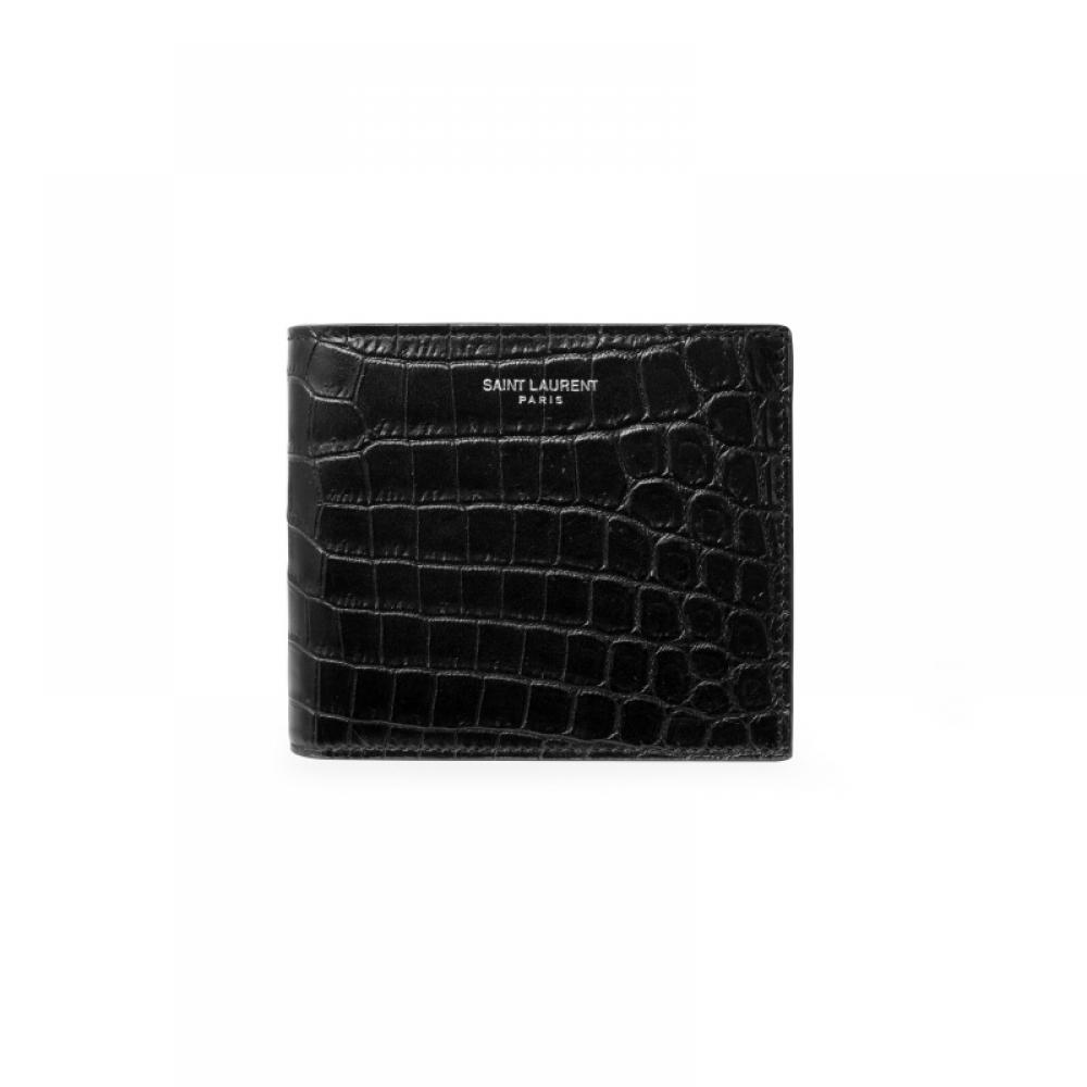 Saint Laurent Classic East West Crocodile Embossed Wallet 396307 Dzede