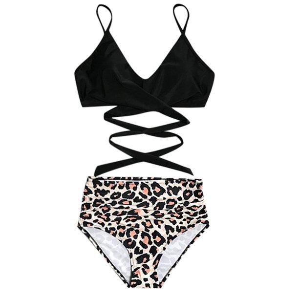 Two-piece high-waist slimming swimsuit for plus sizes Two-piece high-waist slimming swimsuit for plus sizes M