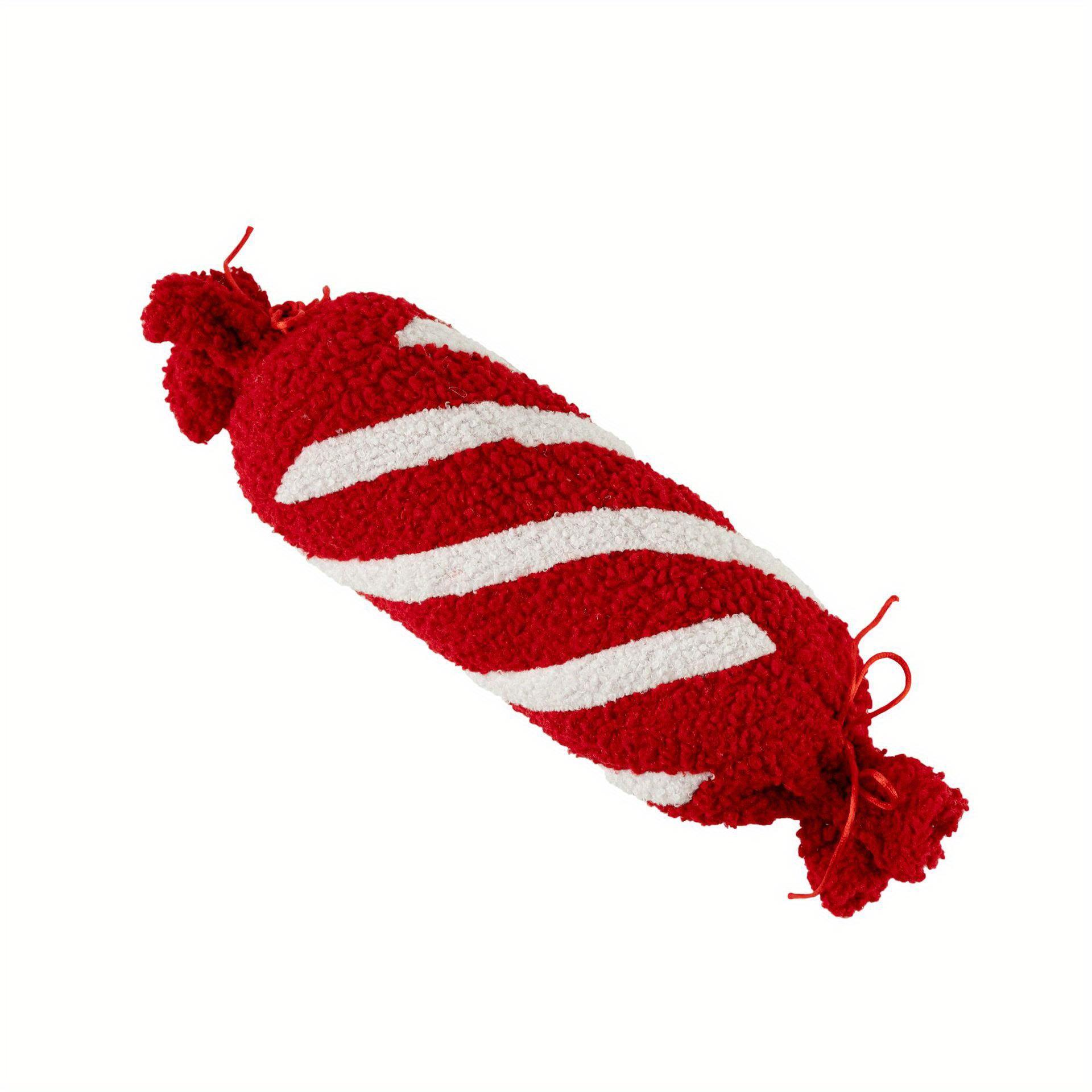 

Праздничная рождественская декоративная подушка в виде леденца, 40,64 см, красно-белая полосатая, из полиэстера, с кисточкой, праздничный акцент для дома на Рождество Candy