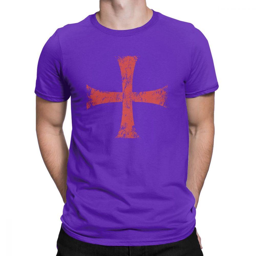 Herren T-Shirt Distressed Kreuzritter Templerorden Kreuz T-Shirts Premium Baumwolle T-Shirt Rundhals T-Shirt Kurzarm Kleidung Übergröße