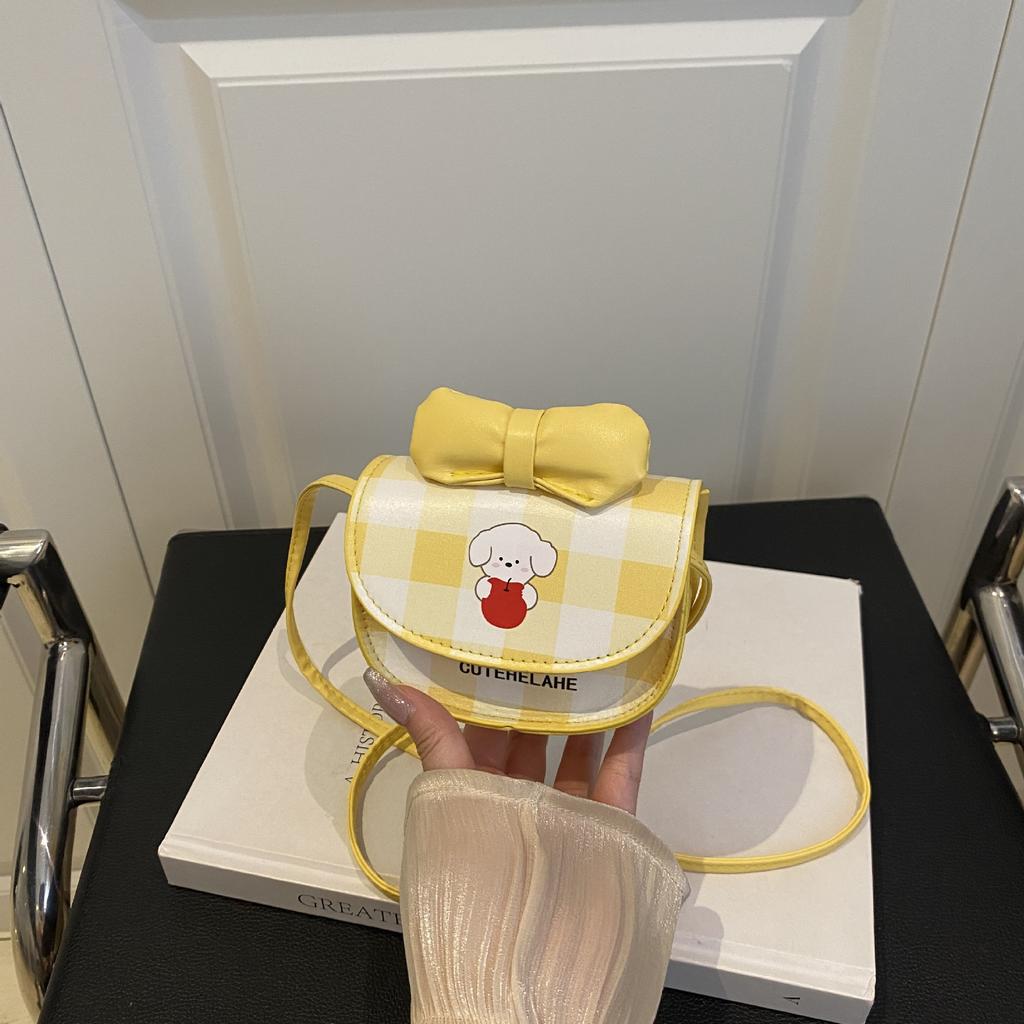 This year's popular new fashionable and foreign plaid bow sweet casual shoulder messenger bag mini small square bag