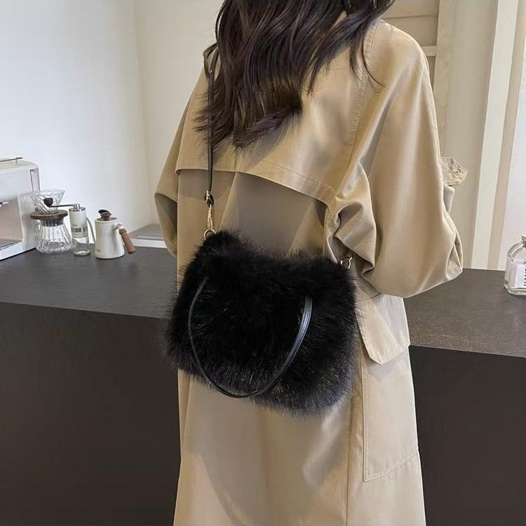 Autumn and Winter New Plush Handbag, Korean Version of Versatile One-shoulder Messenger Tote Square Bag, High-end Fashion Women's Bag