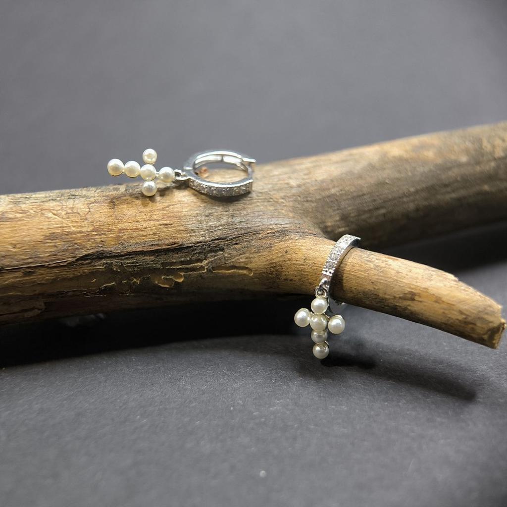 Silberohrringe mit Naturperlen, Zirkonia (2177104)