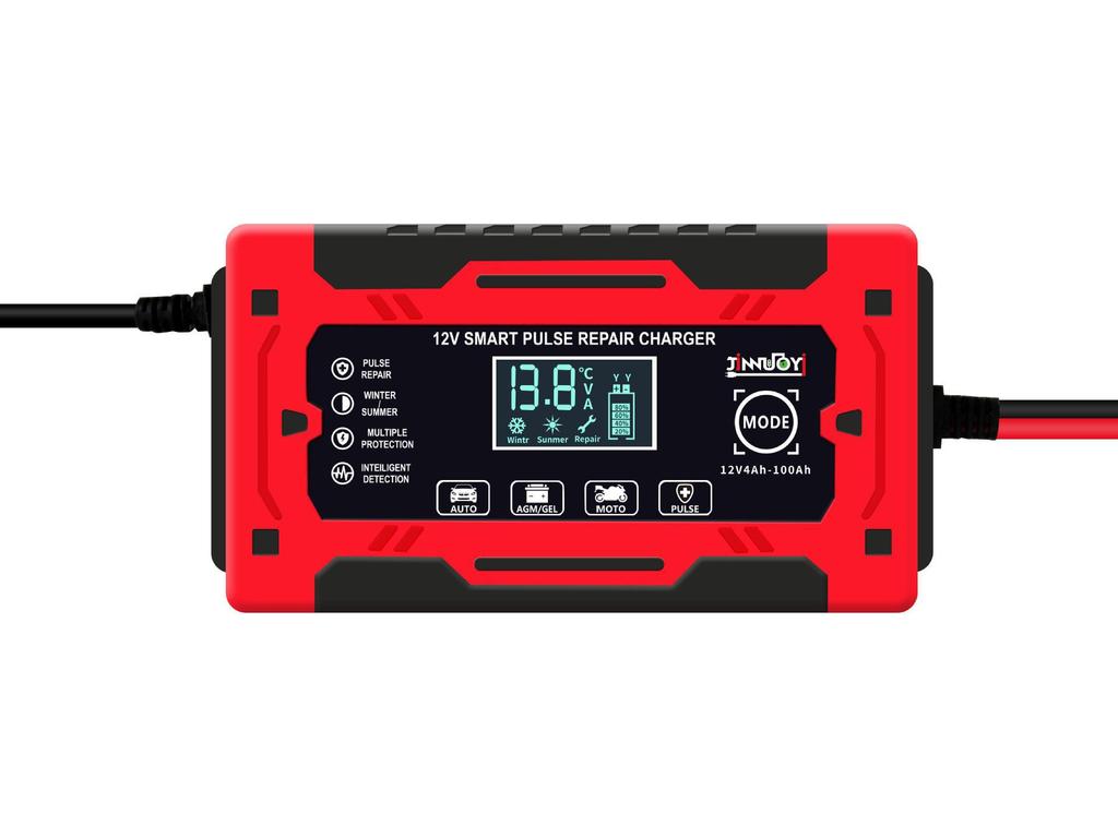 Intelligent 12V Pulse Repair Battery Charger with Screen Display for Motorcycle and Car