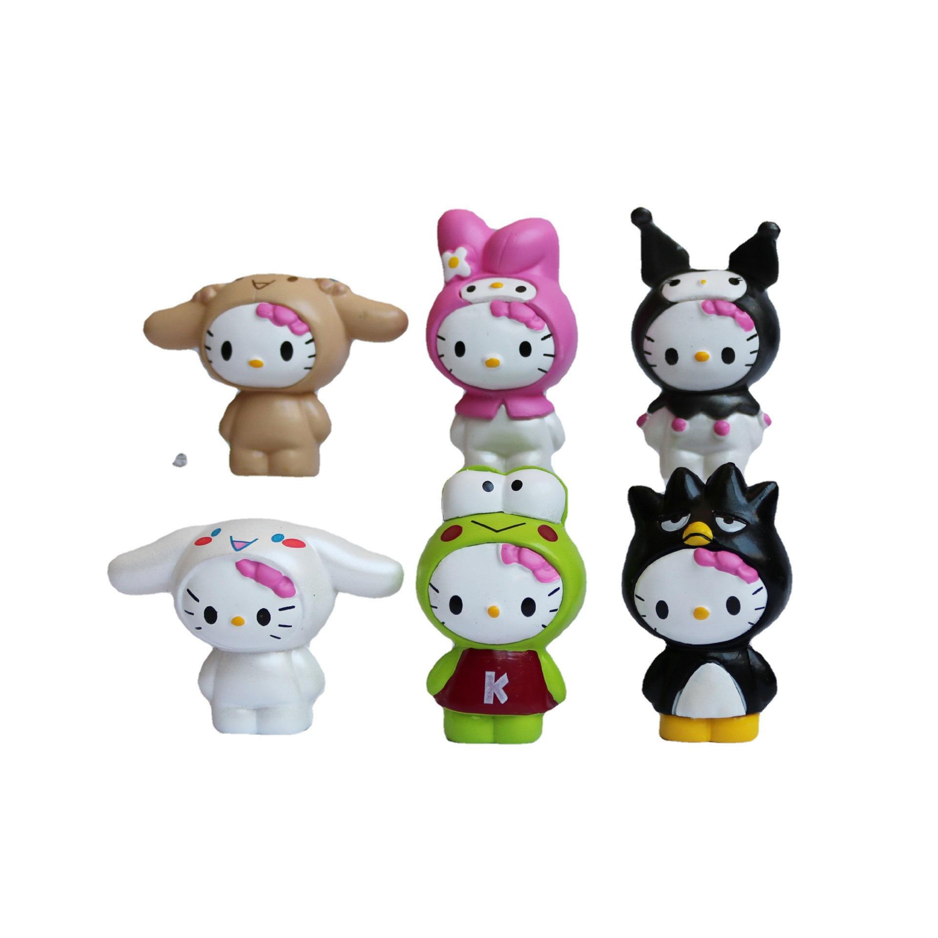 

New 6Pcs/Set Anime Sanrio Action Figure Toys Cute Kuromi Mymelody Cinnamorol Figurine Dolls Children Kids Xmas Gift (As shown-13917)-