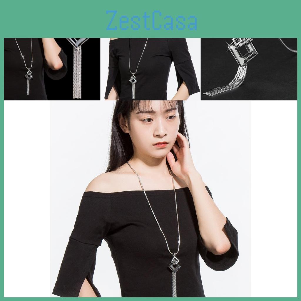 Chic Long Sweater Necklace For Women Unique Geometric Design In High-quality Titanium Steel