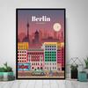 Vintage Retro Travel City Map Canvas Wall Art  Berlin Singapore Hong Kong  Classic Posters for Home Living Room Decor