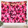 Chinese Cherry Blossom Moon Tapestry, Ink Wash Wall Hanging with Pink Flowers and Full Moon for Zen Aesthetic Bedroom Home Decor