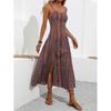 Bohemian Style Long Camisole Slit Design Dress Vacation Slim-Fit Split Cami Dress  for Daily Shopping Gatherings & Street Looks