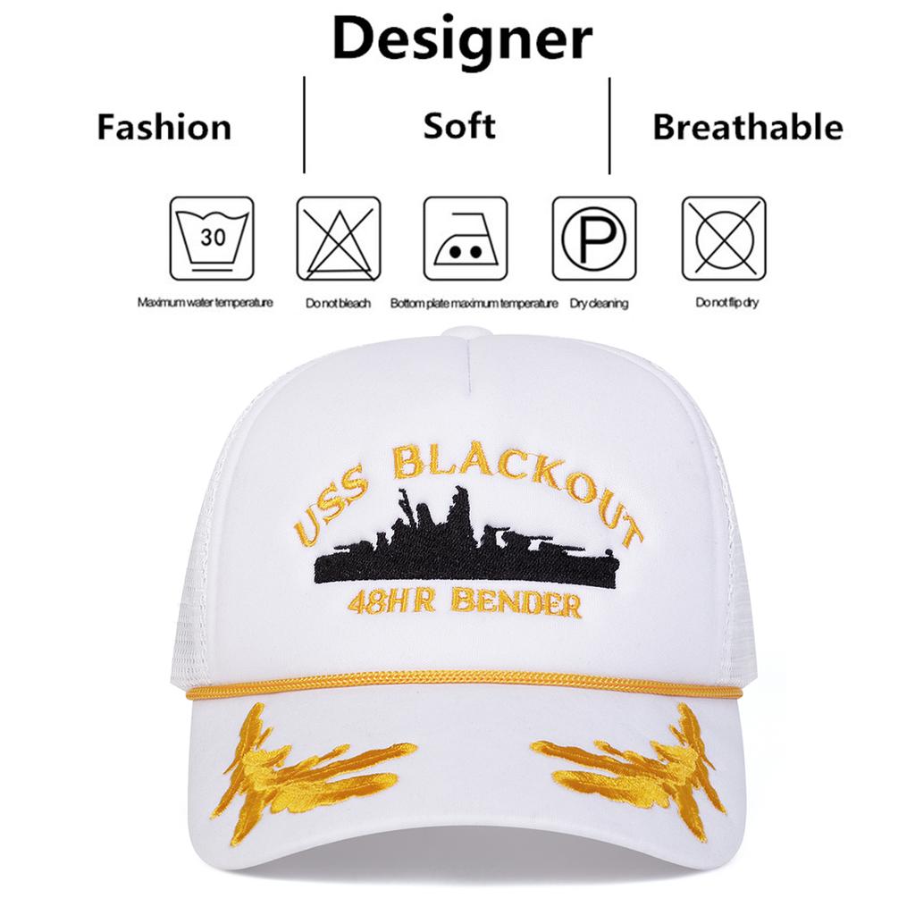 Unisex USS BLACKOUT Letter Embroidery Baseball Net Caps Adjustable Casual Hats Spring and Summer Outdoor Sunscreen Hat
