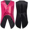 Boys Sparkly Sequin Vest Asymmetrical Hem Sleeveless Design for Parties Stage Events