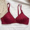 Polka Dot Wireless Push-up Bra - Women's Comfort with Two Rows of Hooks