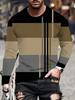 Casual 3D Digital Printed Contrasting Pattern Men's Long Sleeved T-shirt for Spring and Autumn Outdoor Wear, Comfortable Polyester Fiber