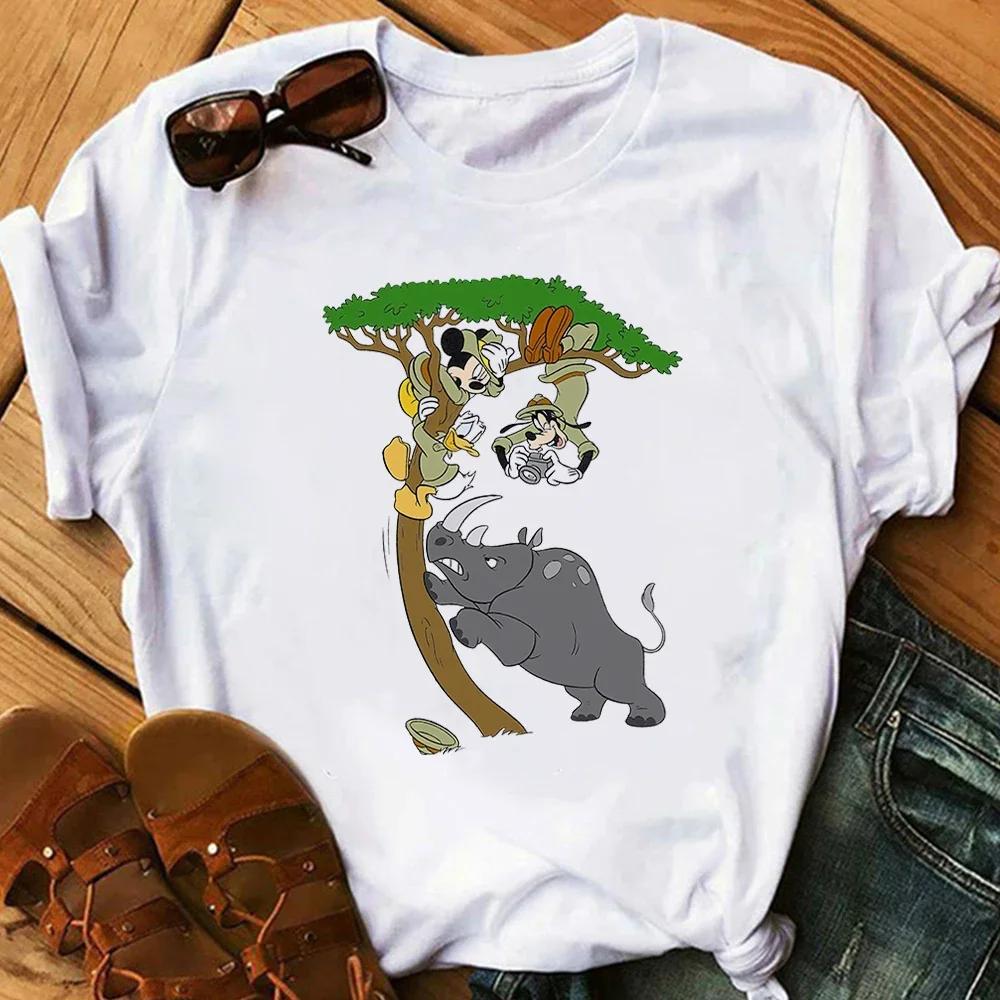 Fashion Disney Cartoon Men Tees Mickey Mouse T Shirt Women Summer Family Clothing Female T-shirts Streetwear Y2k Ladies Blouses