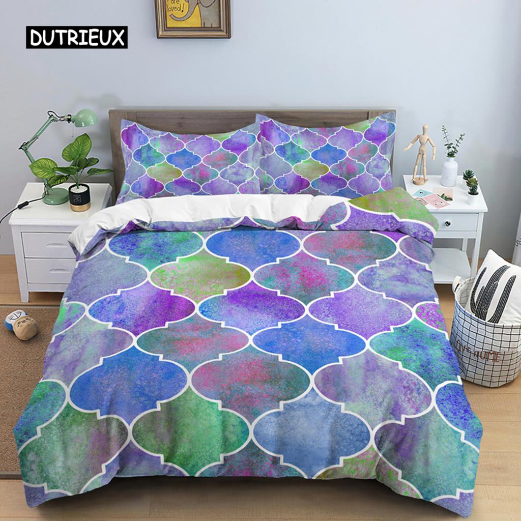 Farbe Meerjungfrau Bettbezug Bunt Fischschuppen Bettwäscheset Persönlichkeit Bettdeckenset mit Kissenbezug Frauen Mädchen Schlafzimmerdeko