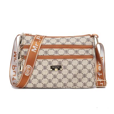 5 Reißverschlüsse Große Kapazität Modische Damen Umhängetasche Retro Buchstaben-Aufdruck Trendige Schultertasche Exquisite Handtasche