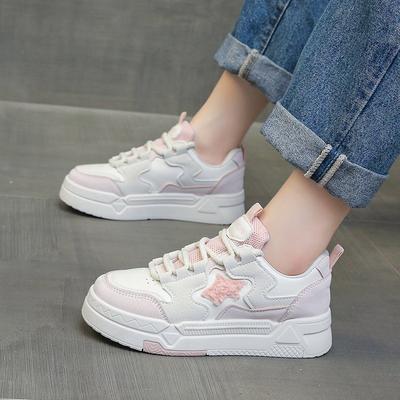 Baskets à motif étoile Femme Été Nouveau Plateforme Semelle épaisse Étudiant Assortiment de couleurs Augmentant la hauteur Mince Loisirs Sports Chaussures blanches