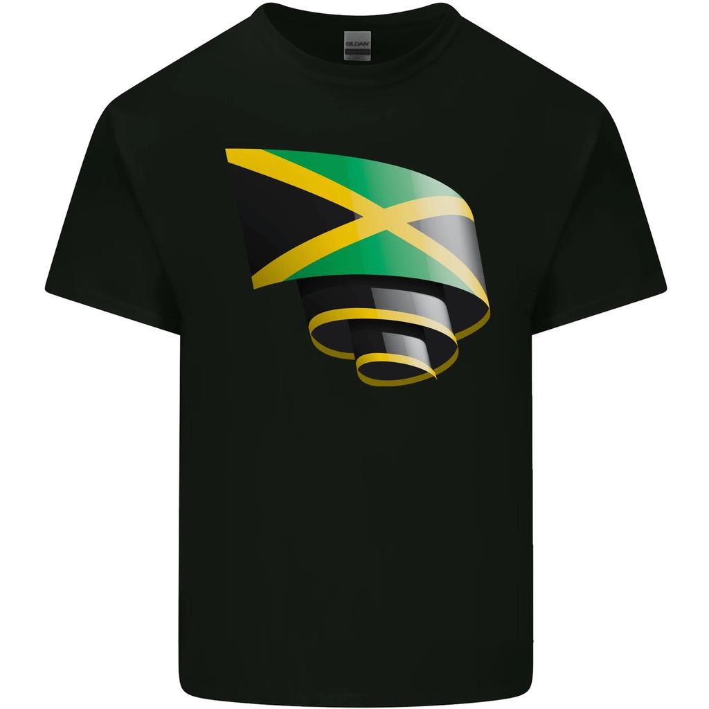 Curled Jamaican Flag Jamaica Day Football Mens Cotton T-Shirt Tee Top
