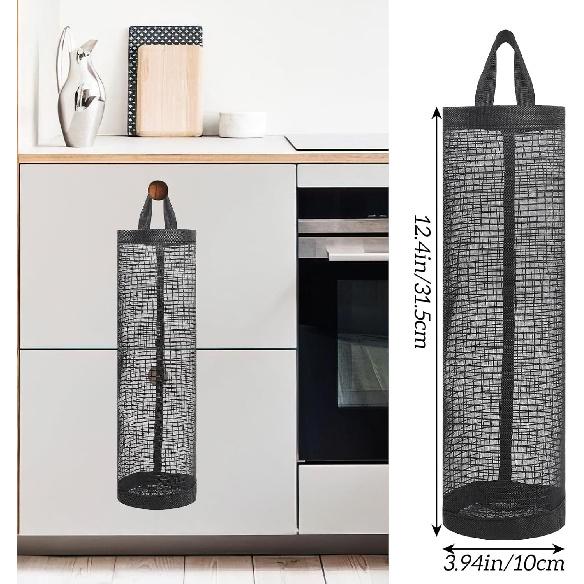 4 Pcs Plastic Bag Holder Hanging Storage Bags Recycling Mesh Bags Foldable Garbage Dispenser Organizer Breathable Washable Storage Trash Bag for